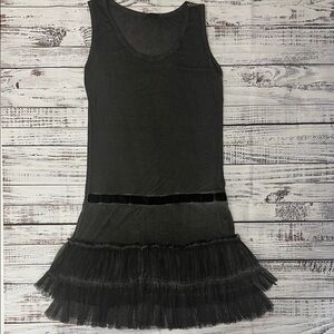 ISABEL TAVARES Black Ruffled‎ Tiered Mini Dress Sz. S/M